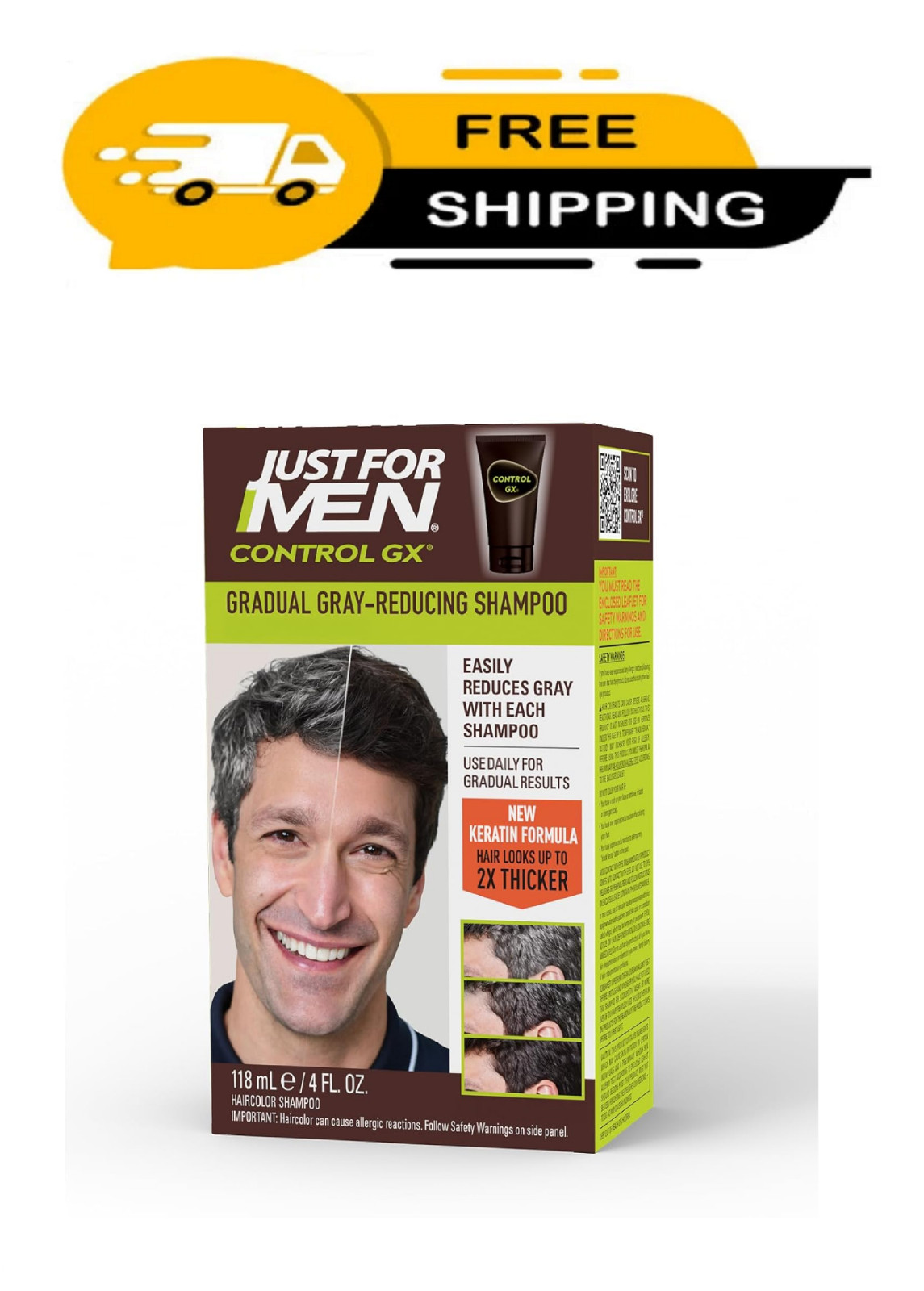 Just For Men Control GX Grey Reducing Daily Shampoo Gradual Hair Color Free Deli