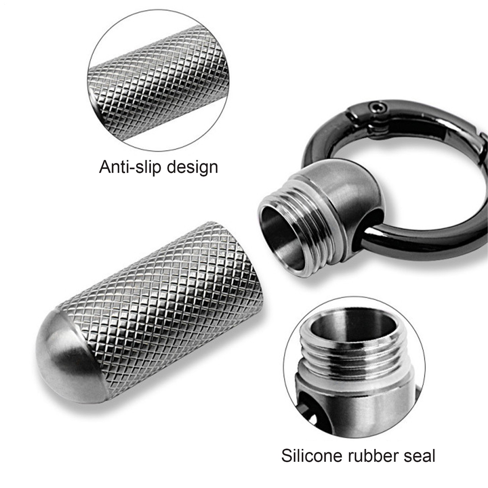 Mini Titanium Waterproof Emergency Capsule Box Pill Case Keychain Pendant Bottle
