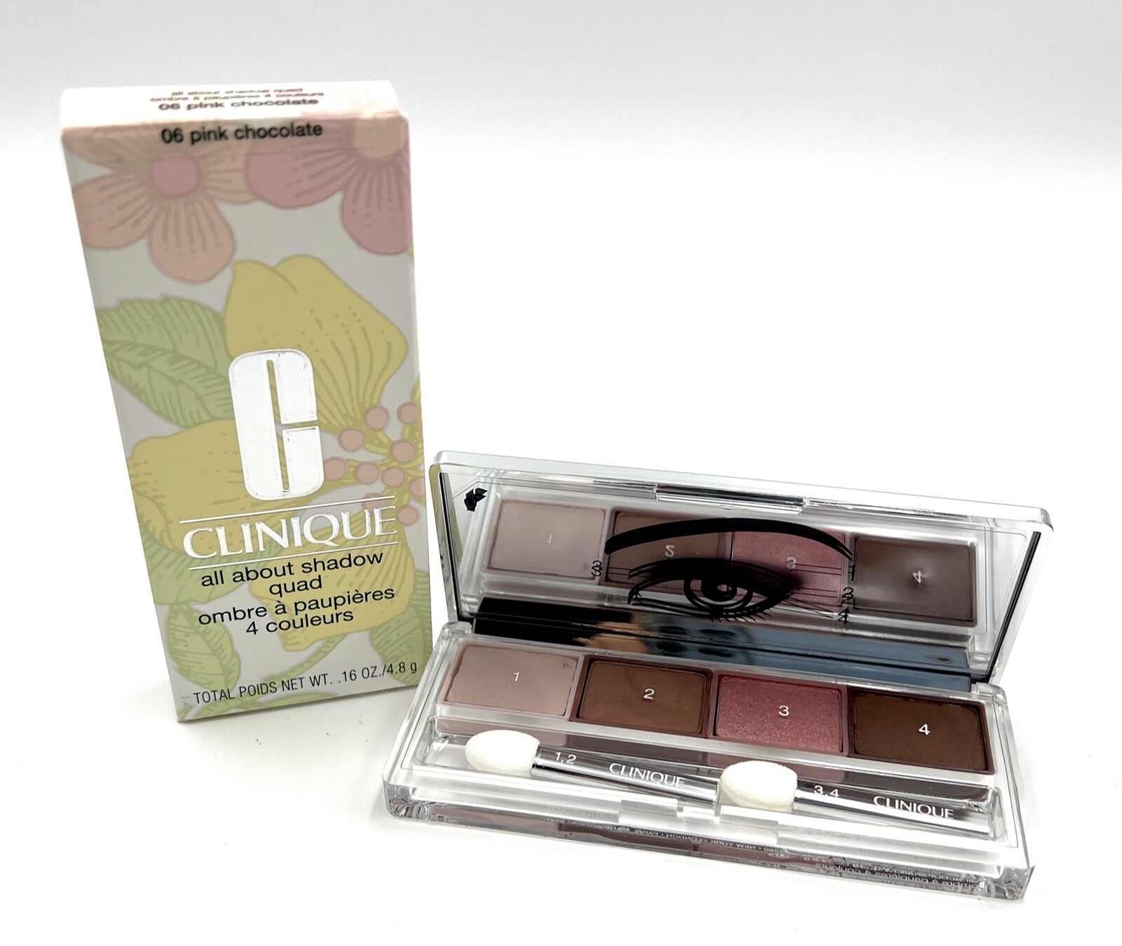 New in Box! Clinique All About Shadow Quad ~ 06 Pink Chocolate  ~4.8g ~Full Size