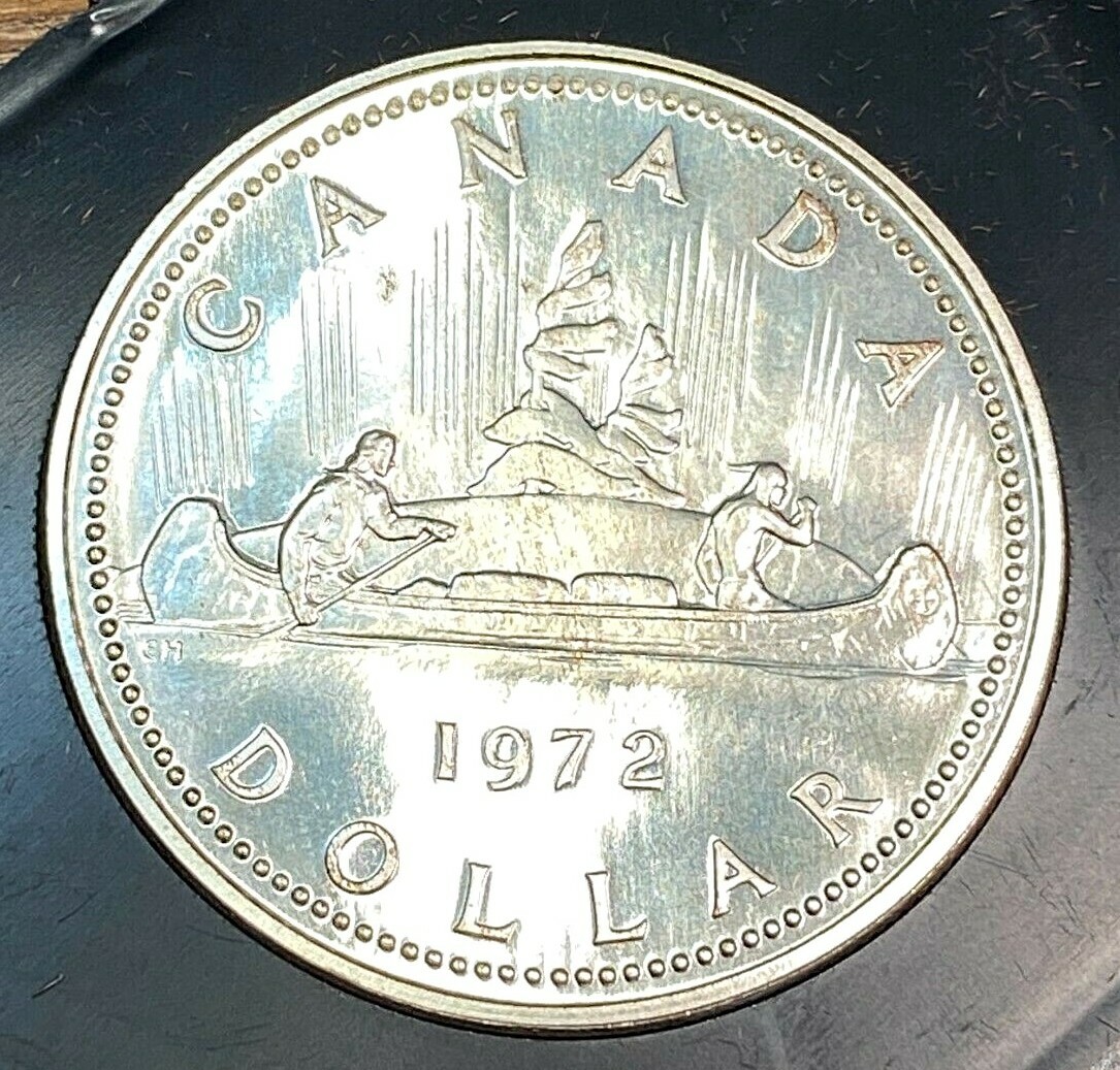 1972 Canada Silver Dollar Gorgeous Toning in Original Case CHN