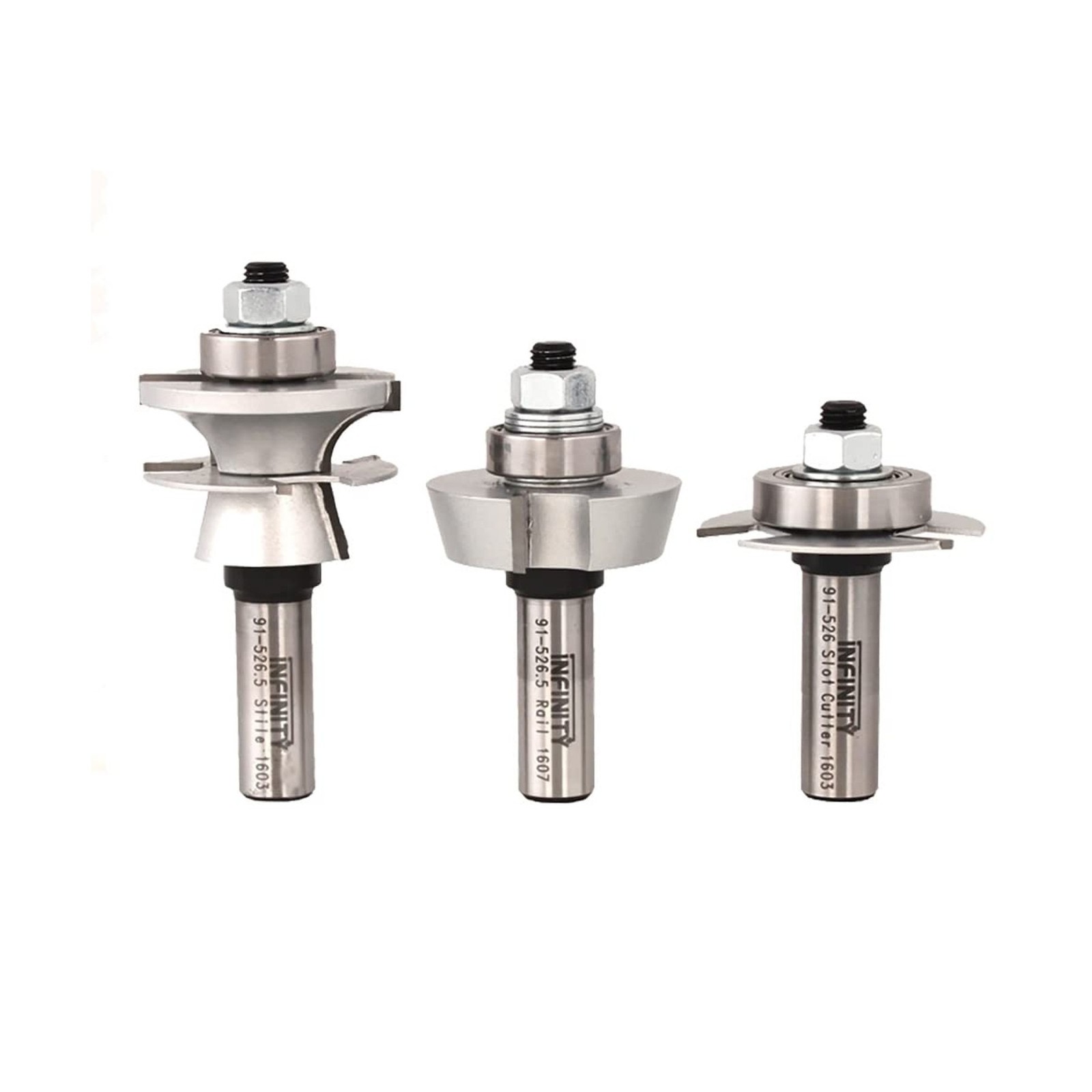 Infinity Cutting Tools 3-Pc. Ultimate Glass Door Making Router Bit Set - Shak...
