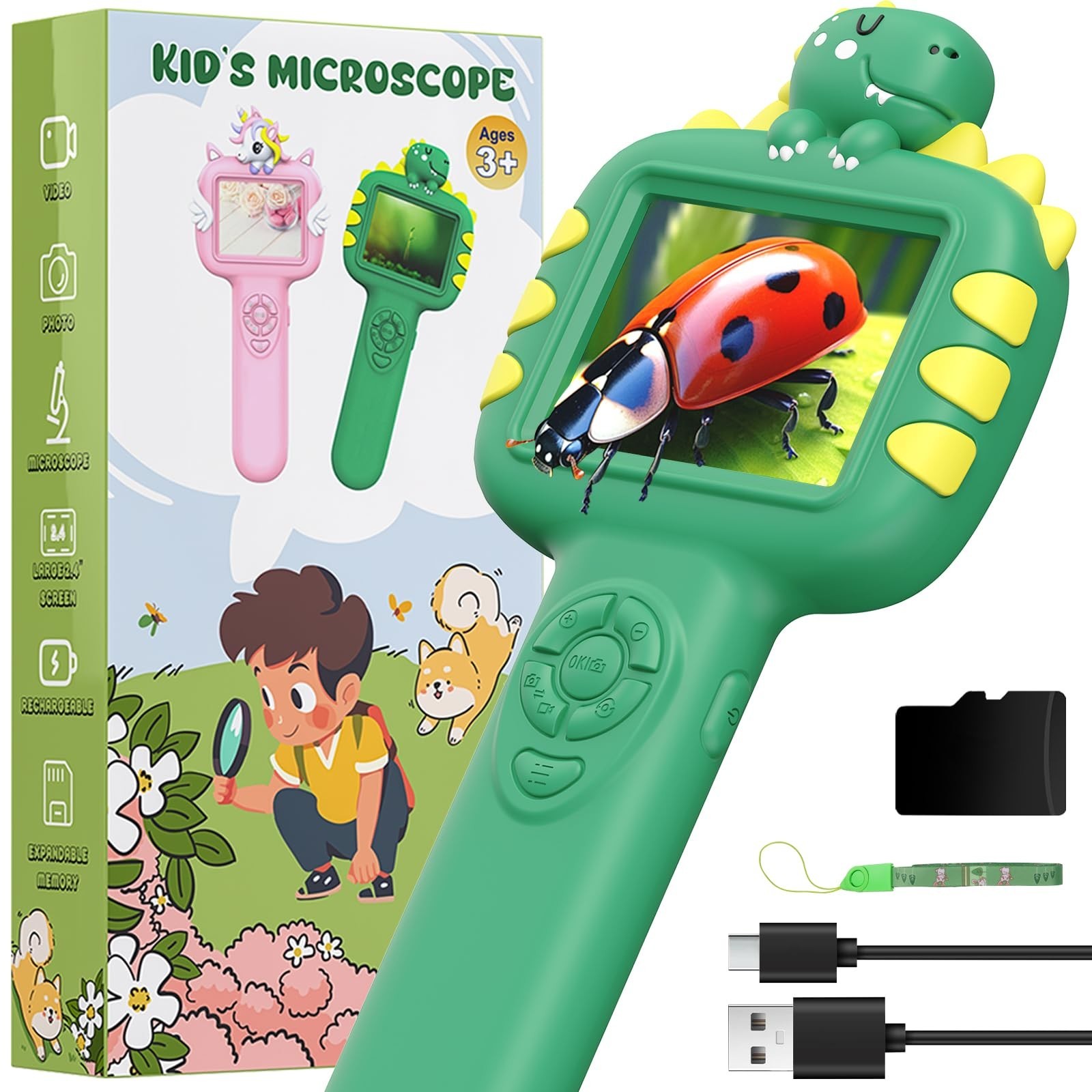 Outdoor Handheld Microscope for Kids: Portable 1000X Autofocus | 2.4" Digital...