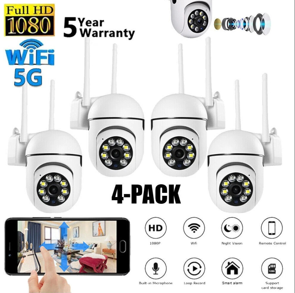 4 Pack Wireless 5G WiFi 1080P Security Camera System Smart Outdoor Night Vision