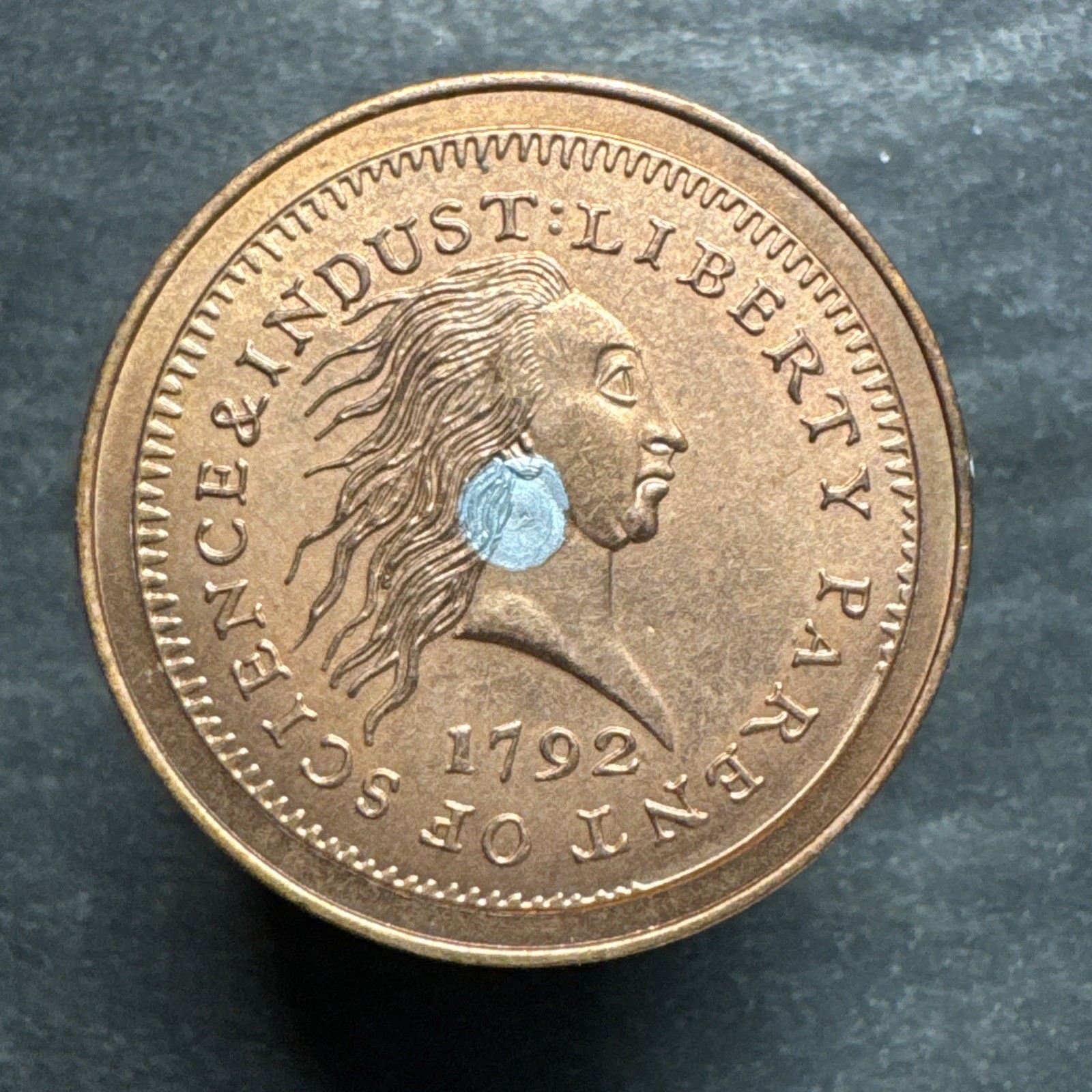 1792 silver center cent patrick mint 1997 Pattern Copper Coin Token Medal