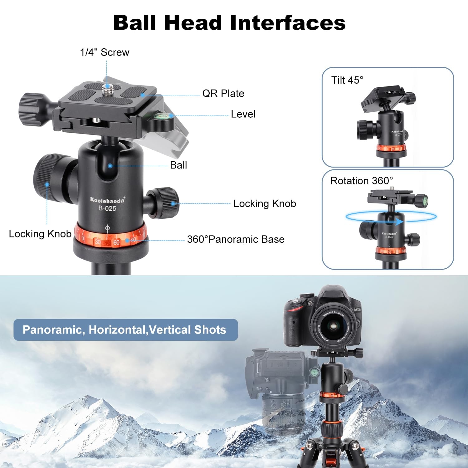 Mini Tabletop Tripod With 360 Ball Head Aluminum Portable Camera Stand Adjust...