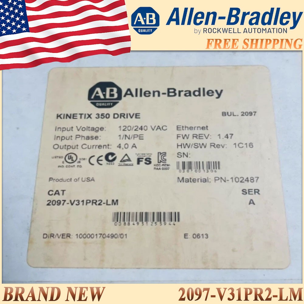 New Sealed AB 2097-V31PR2-LM  Kinetix 350 800W Servo Drive