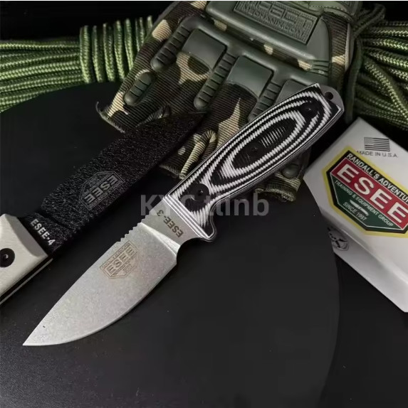 ESEE 3 Knife Stainless Steel Blade High-end G10 Linen Handle Free Ship