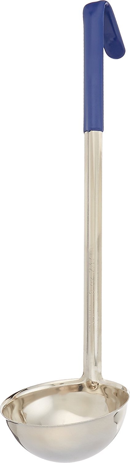 Winco Color Coded Ladle Blue Handle, Stainless Steel, 16.5" L x 4.1" W x 3.9" H