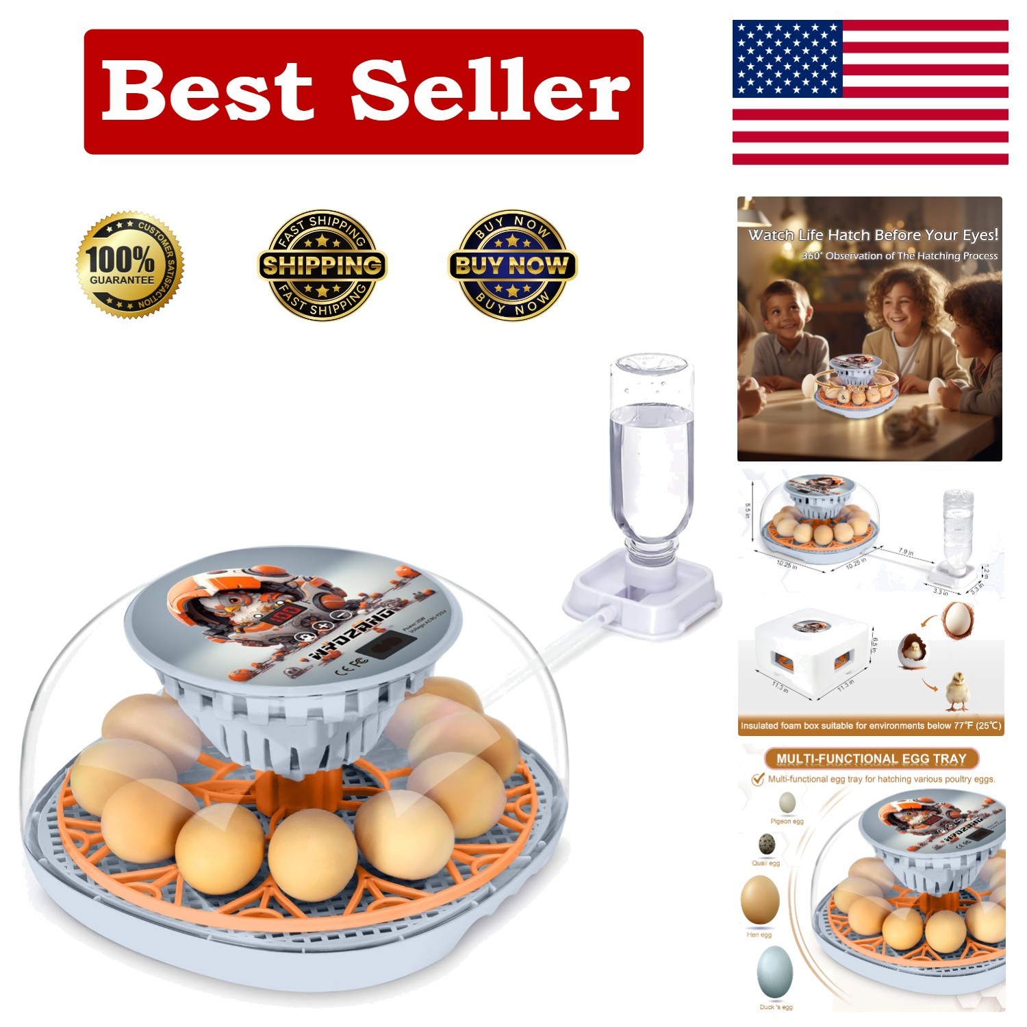 Smart Chicken Incubators for Hatching Eggs with Automatic Turner Small Poultr...