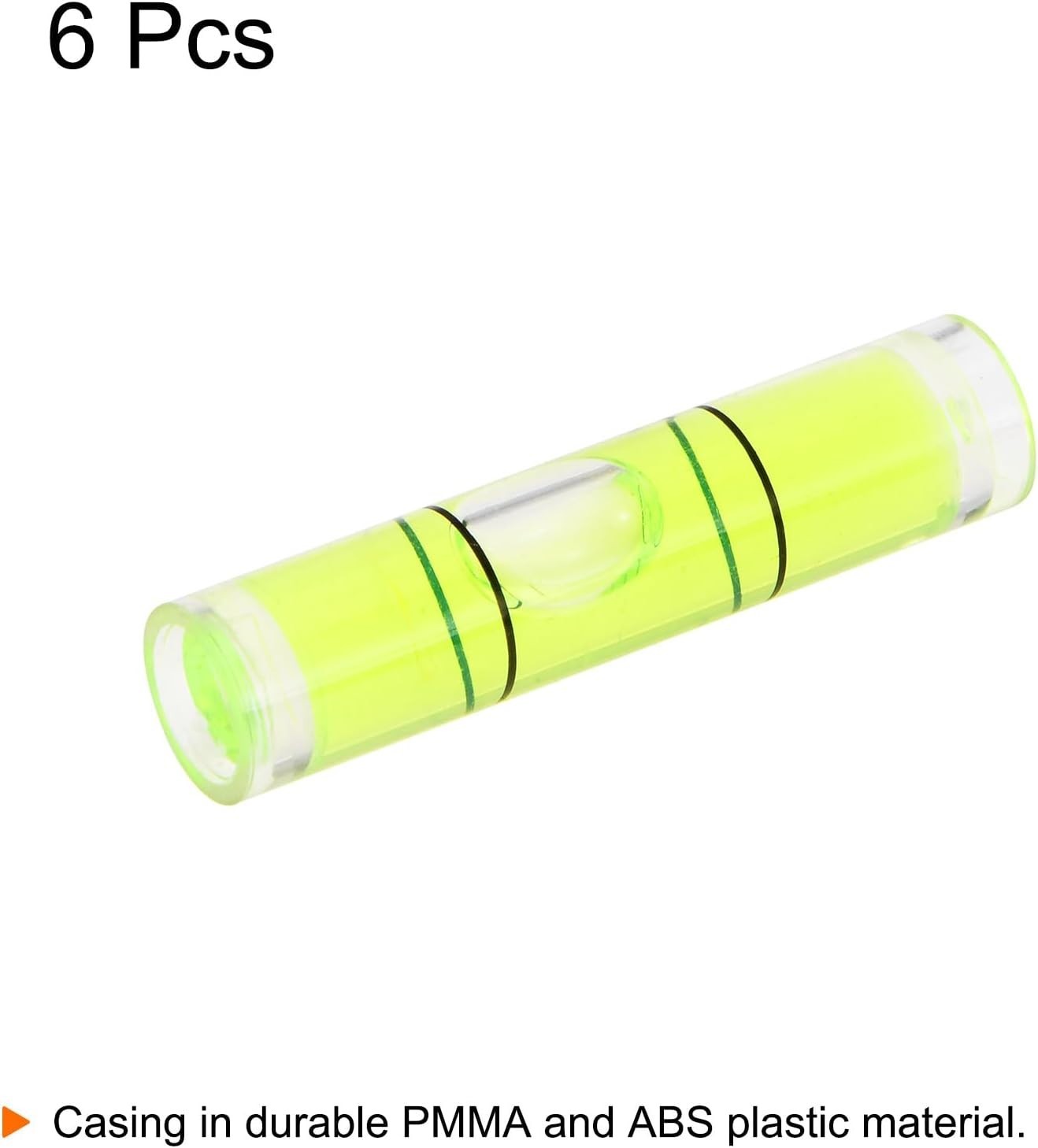 6pcs Small Cylindrical Bubble Level Vials 8x35mm PMMA Mini Horizontal Bubble ...
