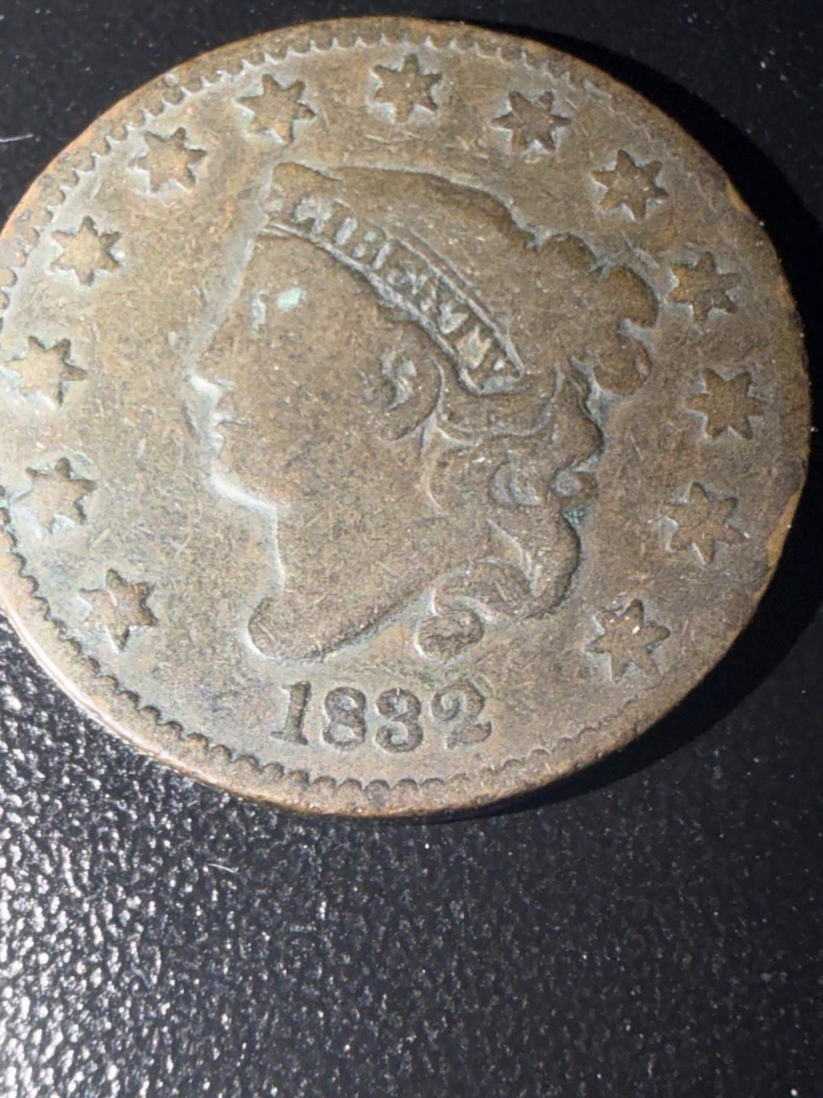 1832 Medium Letters Large Cent VG