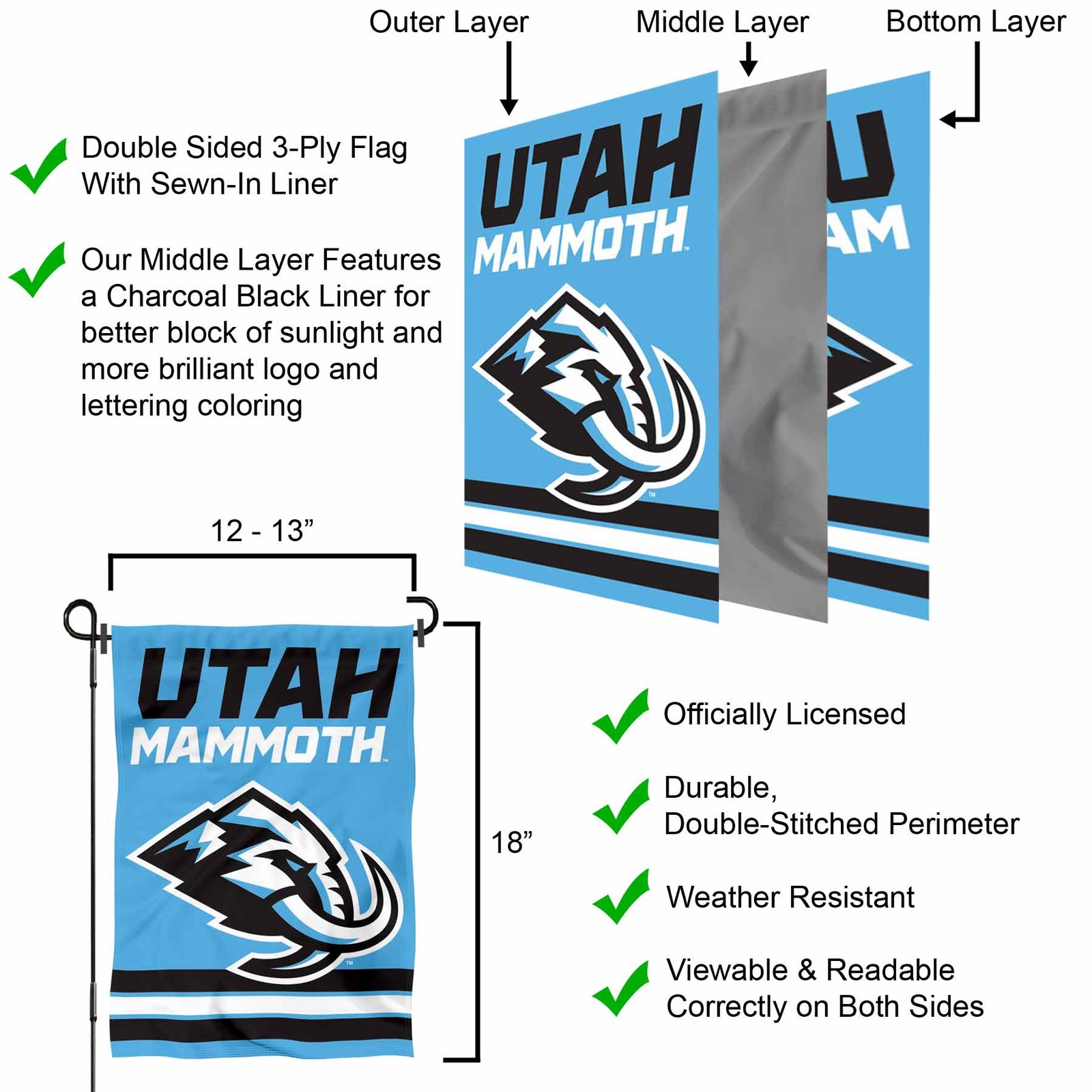 Utah Mammoth Garden Flag and Yard Banner