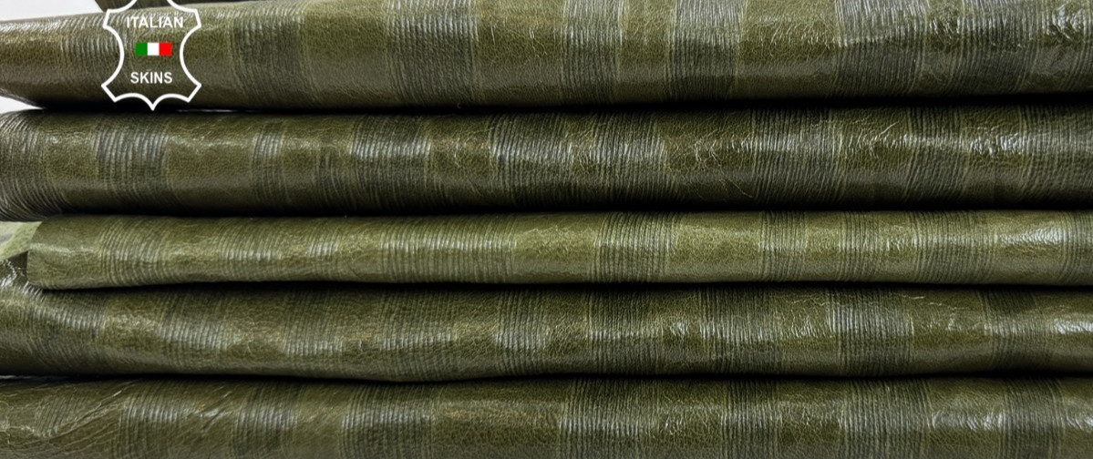 PISTACHIO GREEN PRINT Italian lambskin Sheep Leather 2 skins 6sqf 0.8mm #C6961