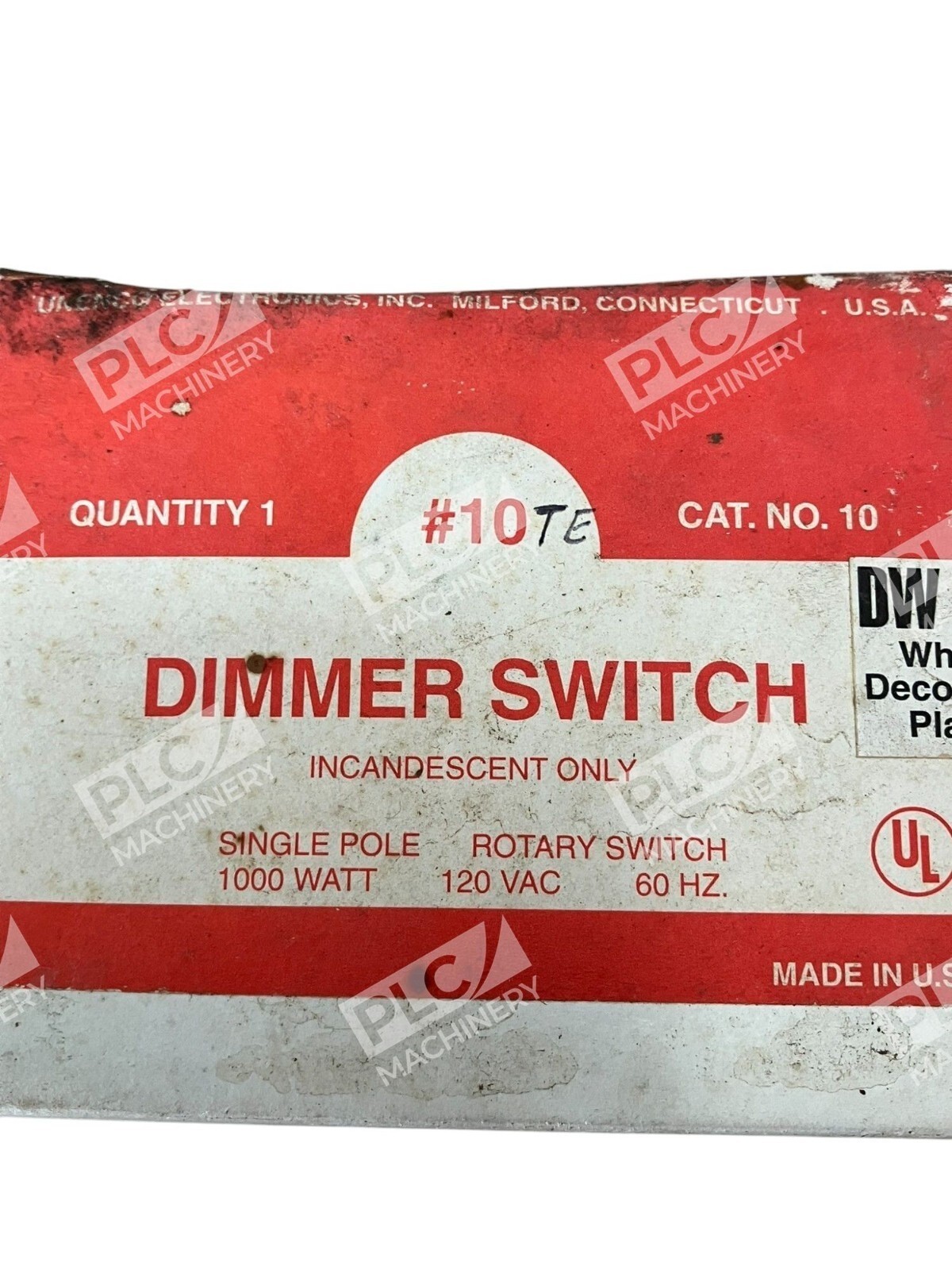 Unenco Electronics Single Pole 1000W 120VAC 60Hz Rotary Dimmer Switch 10