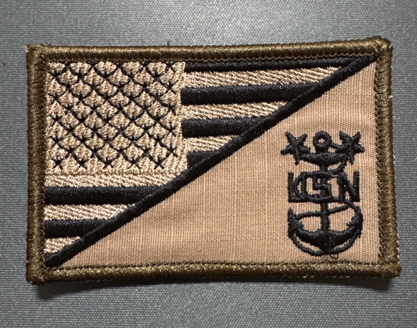 US Navy Master Chief MCPO Desert Patch US Flag 2 1/4 x 3 1/2” Hook And Loop