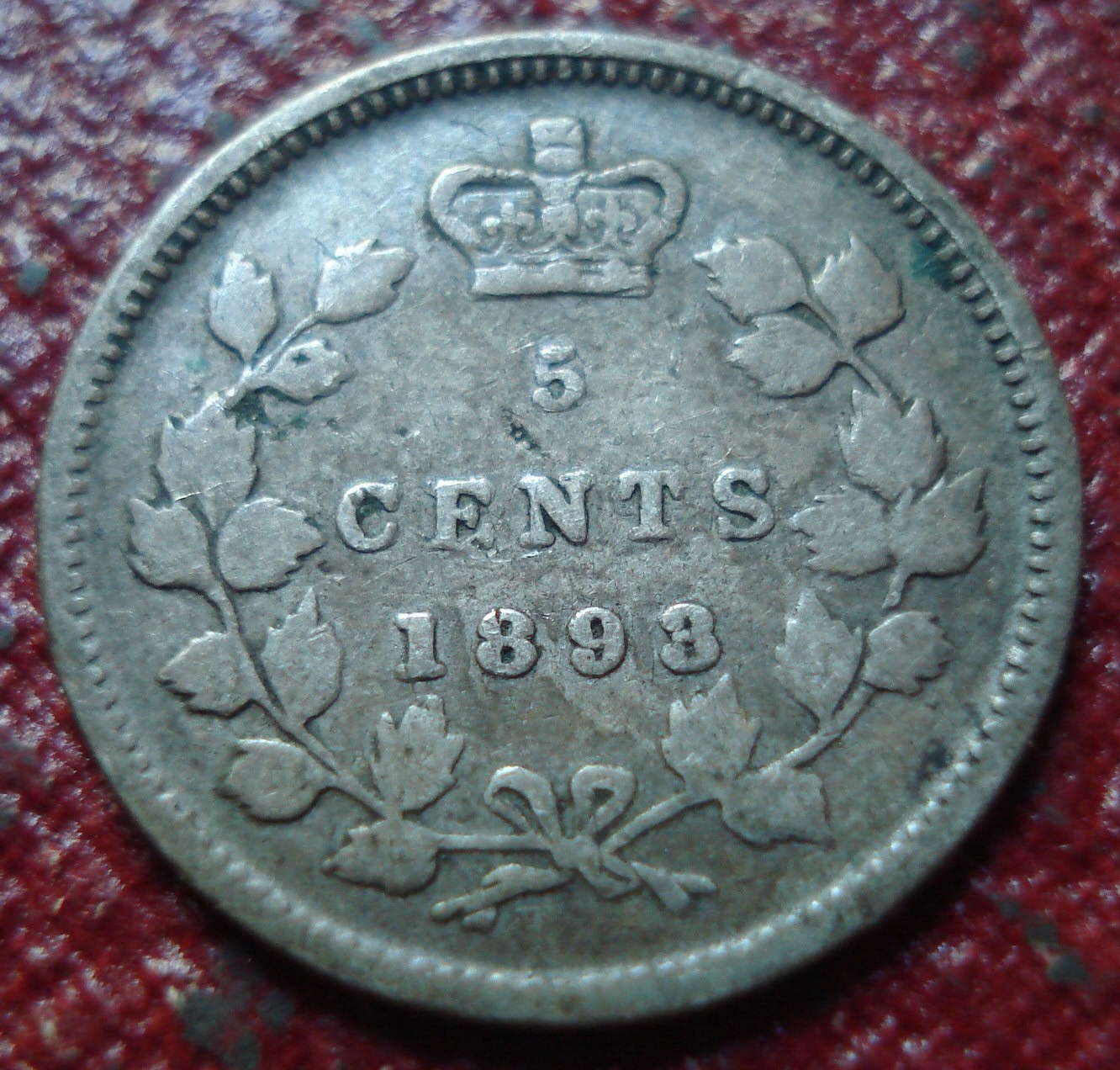 1893 CANADA SILVER 5 CENTS IN VG-FINE CONDITION