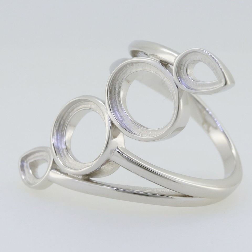 MTO Sterling Silver Semi Mount Ring Setting Oval 16x12mm Art Deco Style Ring