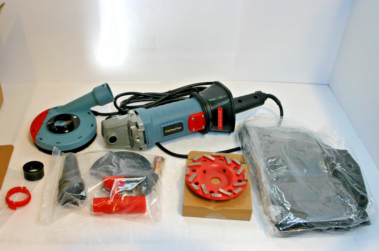 5 Inch Concrete Planer 1500W/12.5A w/ Dust Extraction Shroud & Diamond Cup Wheel