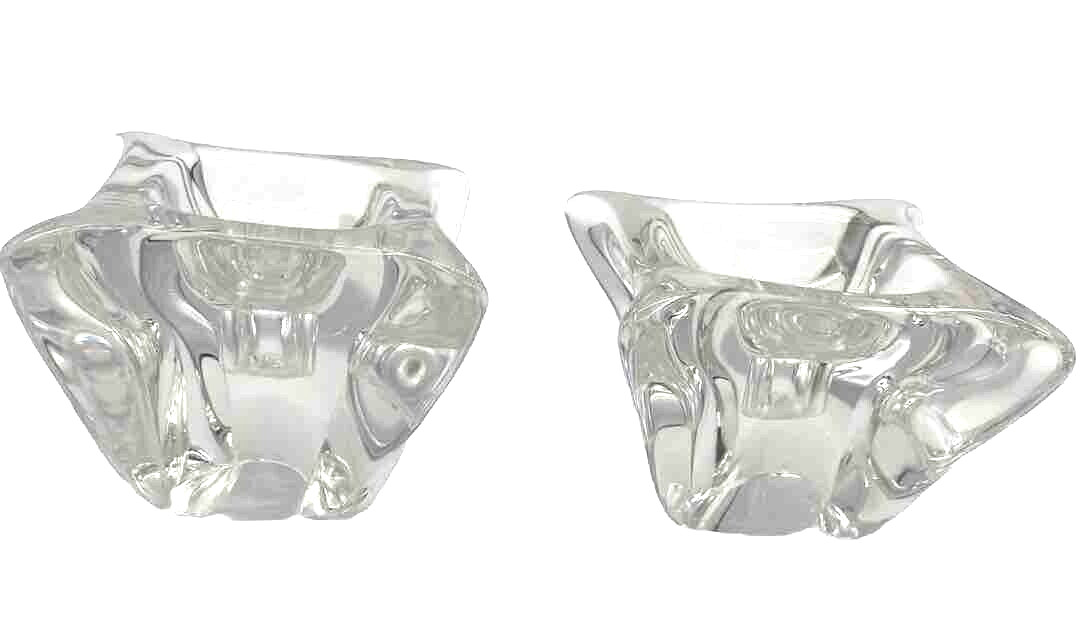 Glass Crystal Taper Candle Holders Square Cube 2”3” Wide