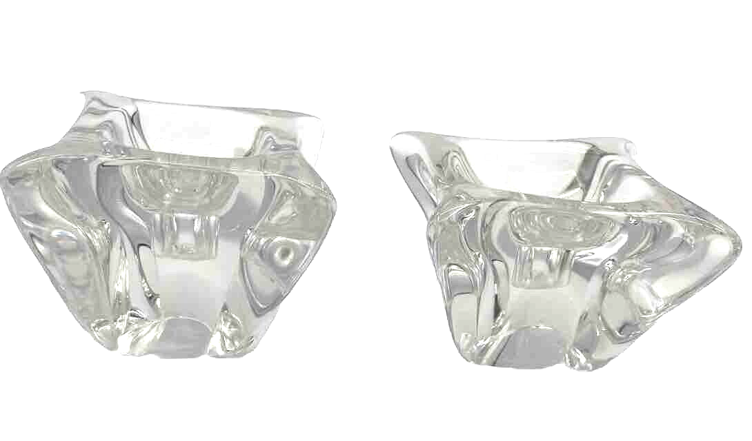 Glass Crystal Taper Candle Holders Square Cube 2”3” Wide
