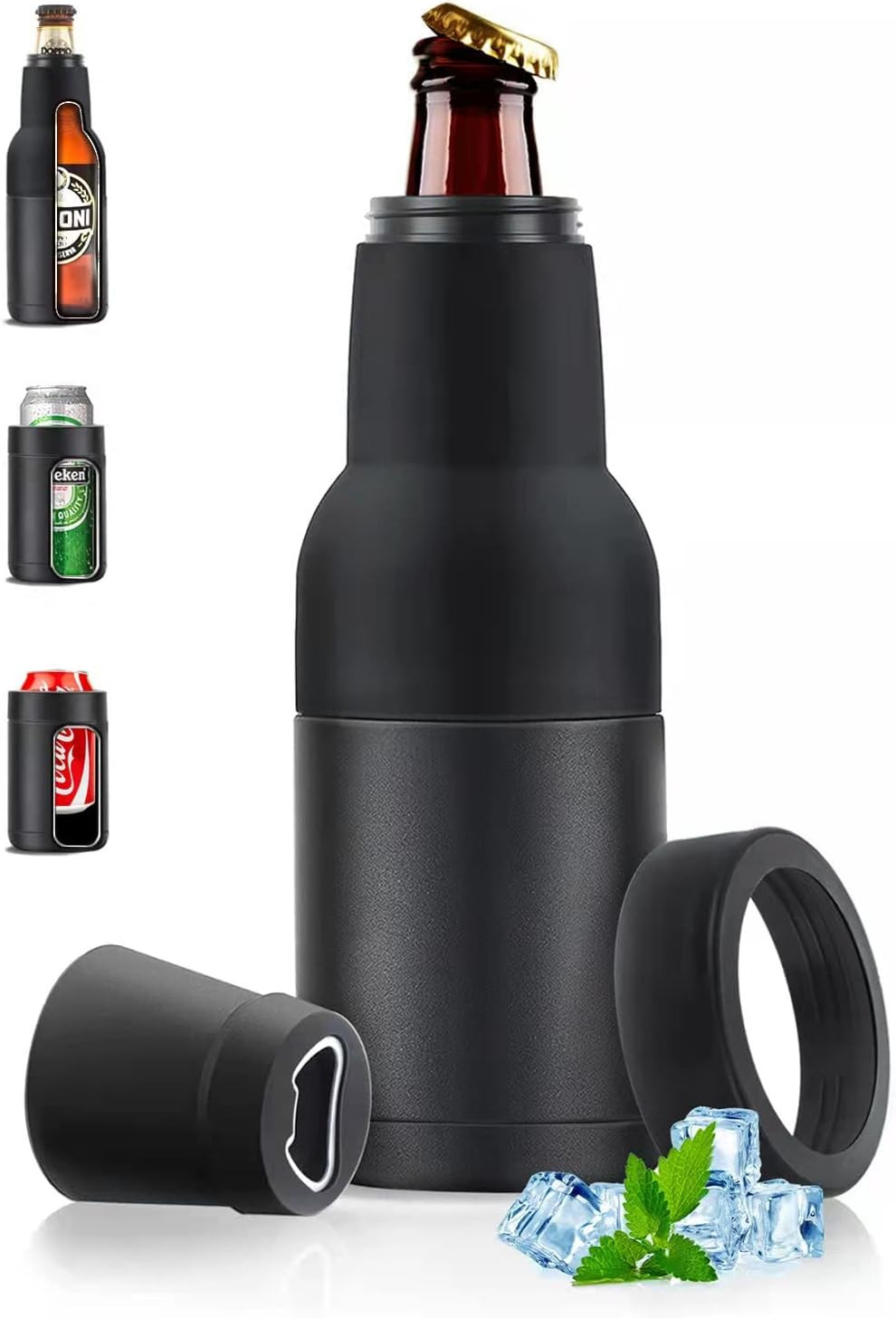 Beer Gifts for Men, Beer Bottle and Can Cooler with Beer Opener, 12 oz. Slim Can