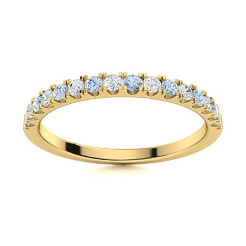 925 Silver Round Natural Aquamarine Elegant Handcrafted Eternity New Ring