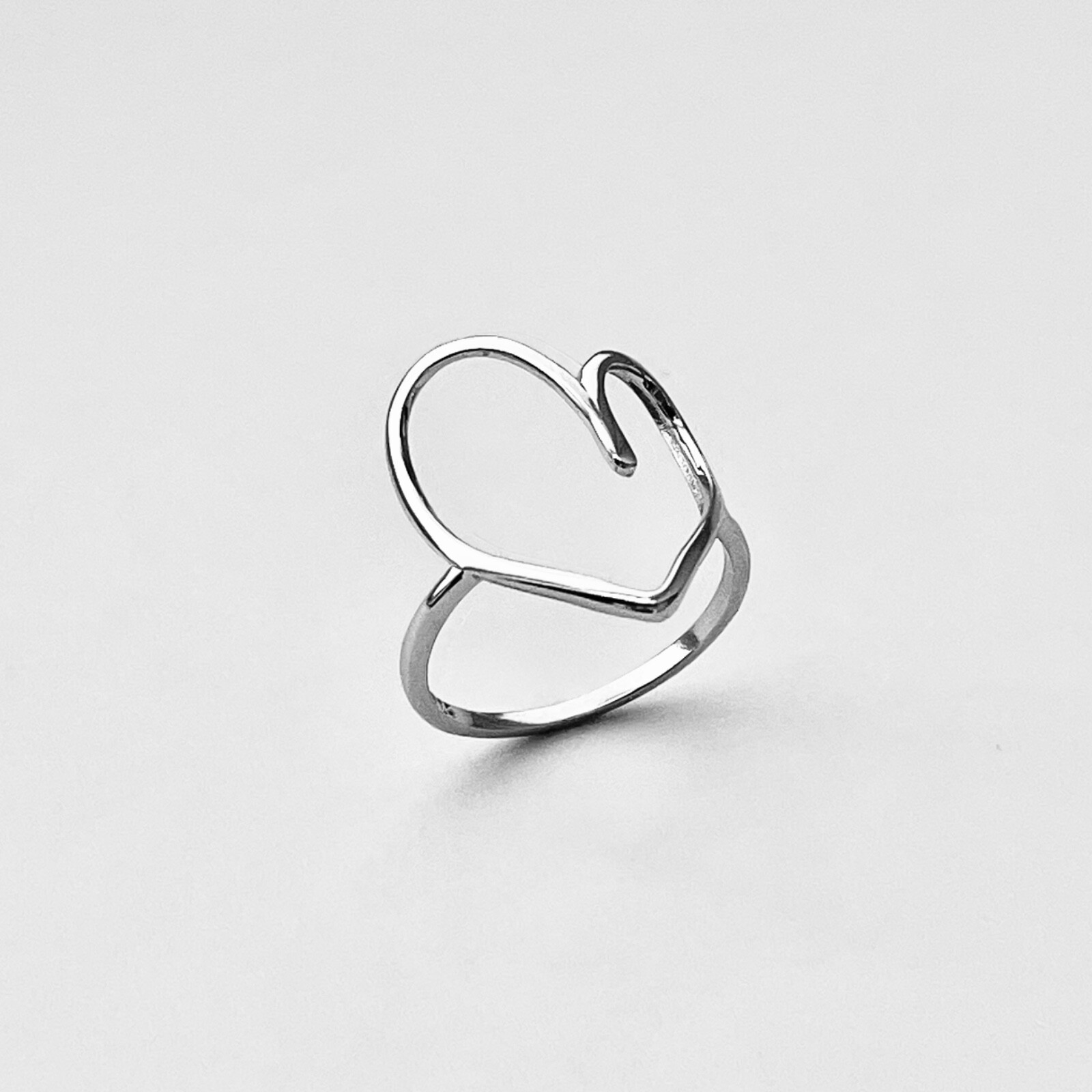 Sterling Silver Big Open Heart Ring, Delicate Ring, Silver Rings, Love Ring