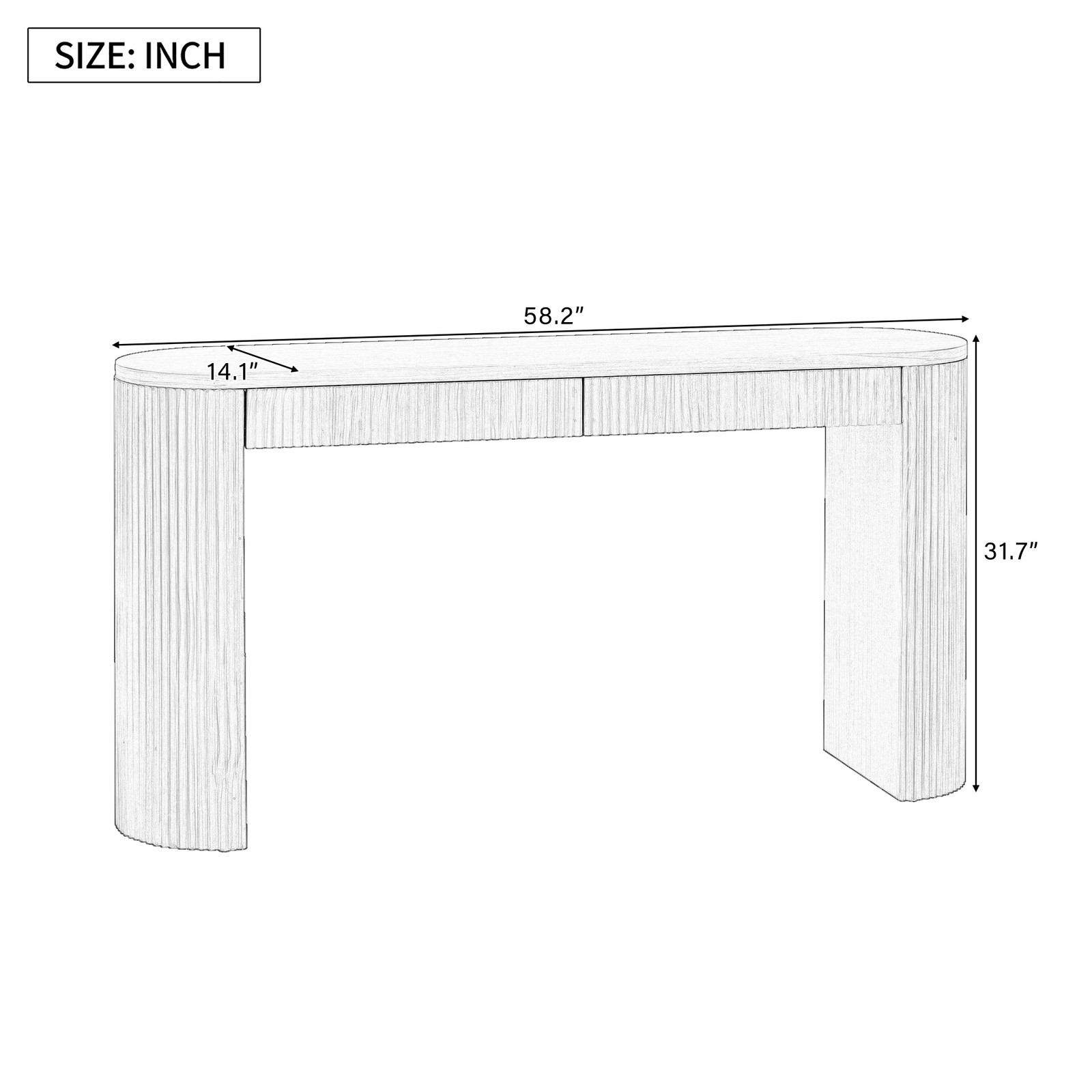 U_STYLE 58.2" Entryway Table with Large Top and Dual Drawers,Console Table wit