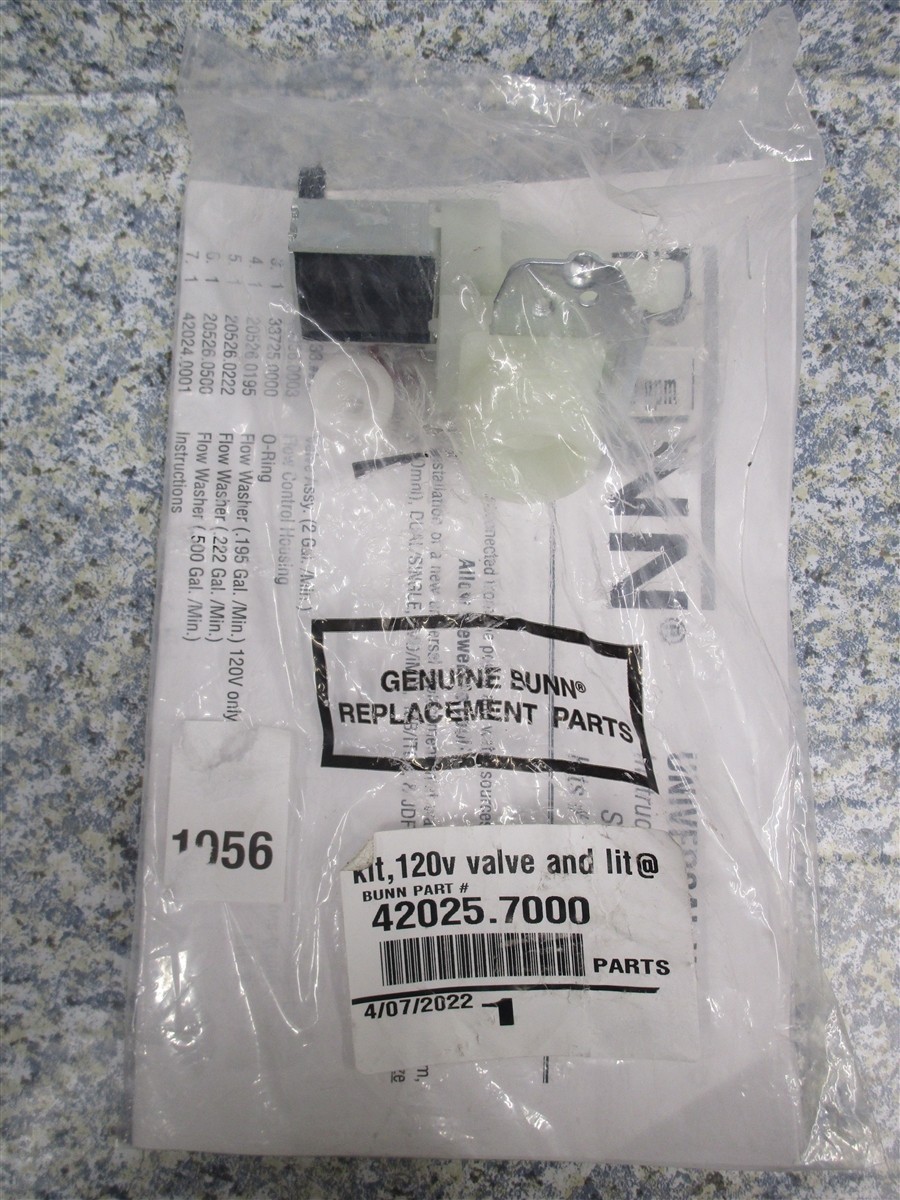 BUNN O MATIC 42025.7000 Solenoid Valve Kit 120V NEW