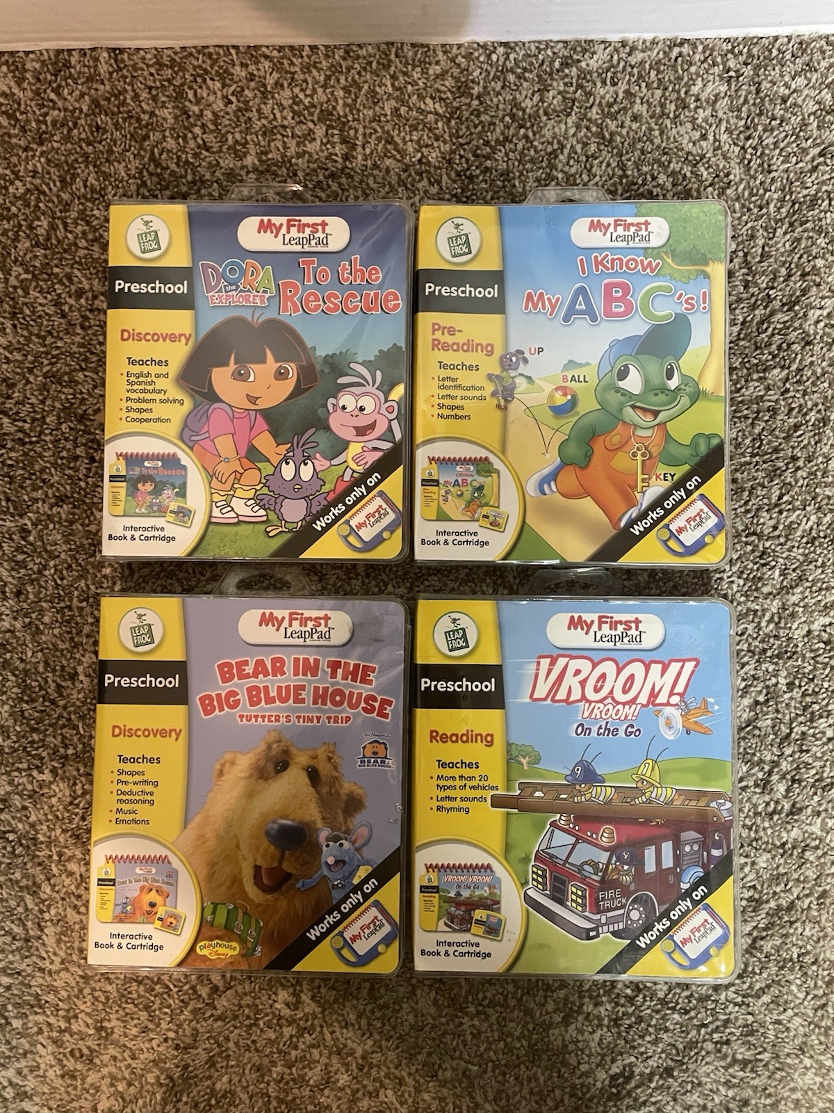 Lot of 4 Leap Frog Cartridge & Interactive Book My First Leap Pad NEW! SEALED!
