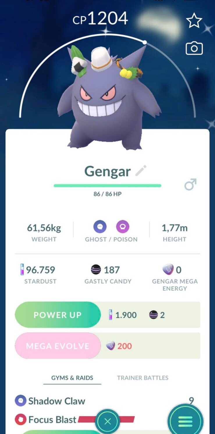 Shiny Gengar wearing a Tricks & Treats costume - MlNl P T C - Read Description