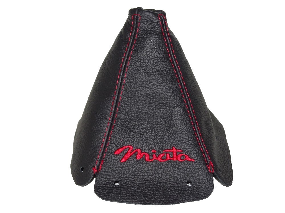 Shift Boot For Mazda Miata MX-5 MK2 1998-2005 Leather Red Embroidery