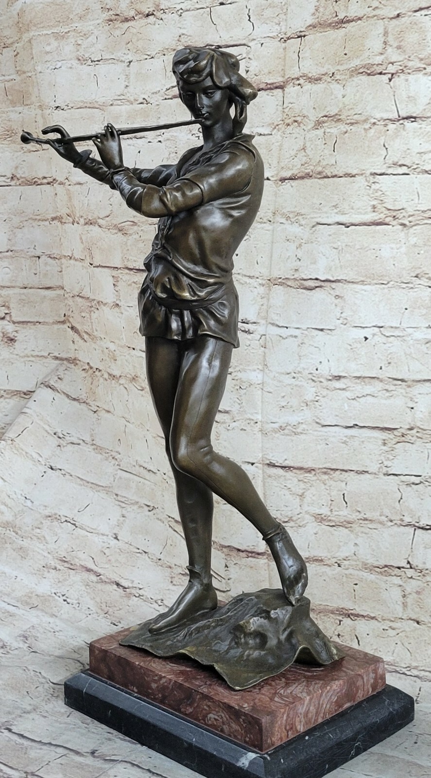 Bronze sculpture of a woman playing tambourine Handcrafted by Lost Wax Artwork