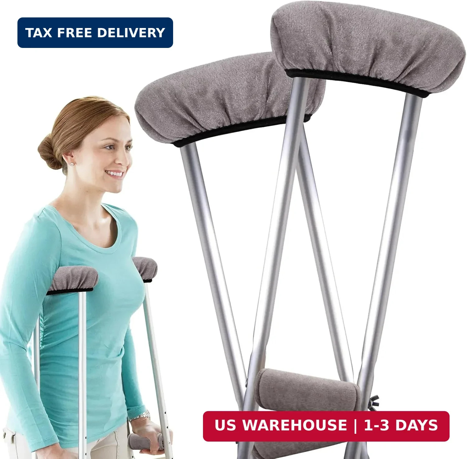 4 Pcs Crutches Padding, Grey Crutch Pads for Armpits and Hand Grips, Comfortable