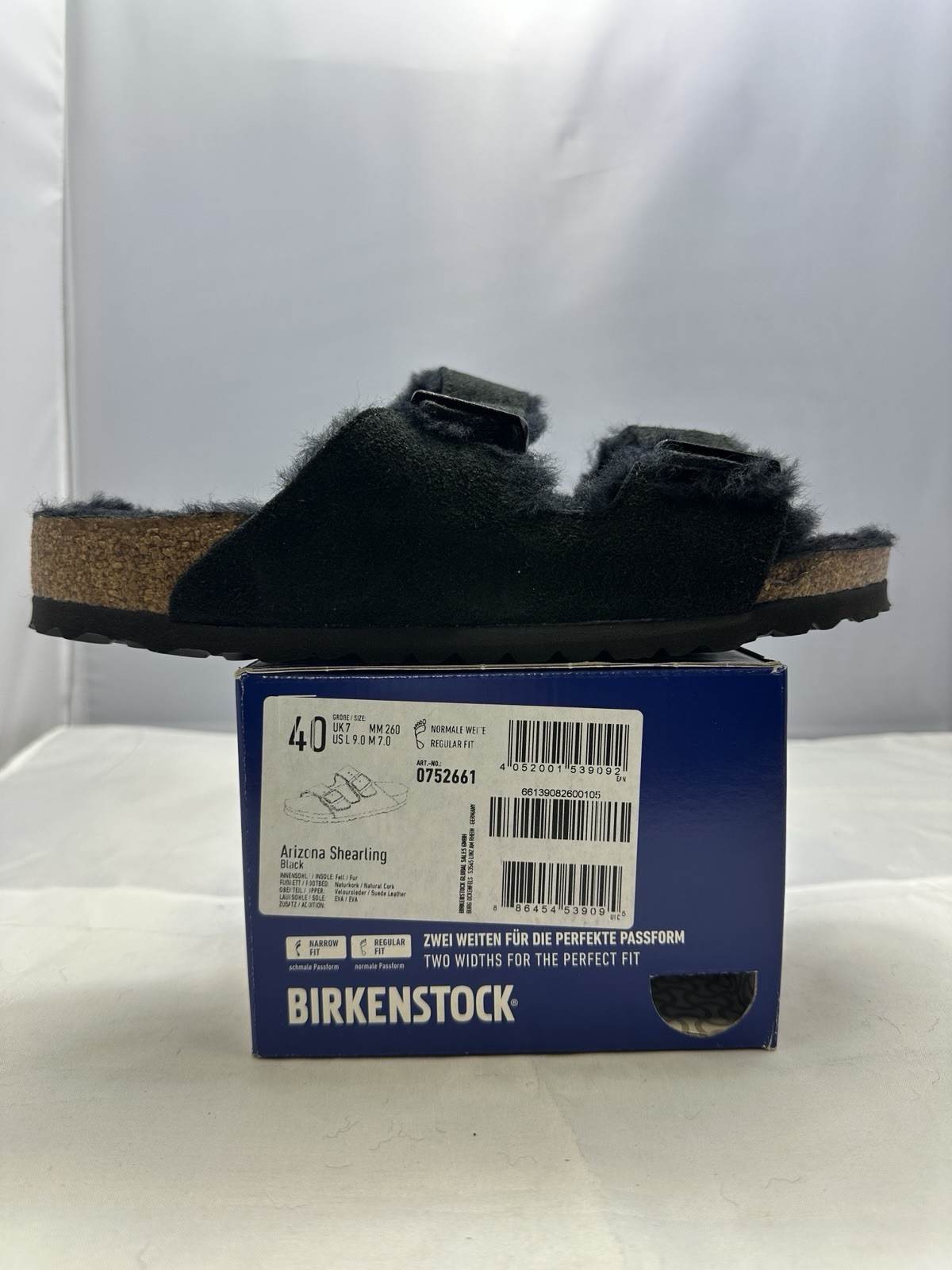 NIB Birkenstock Unisex Arizona Fur Suede Sandals BLACK 0752661