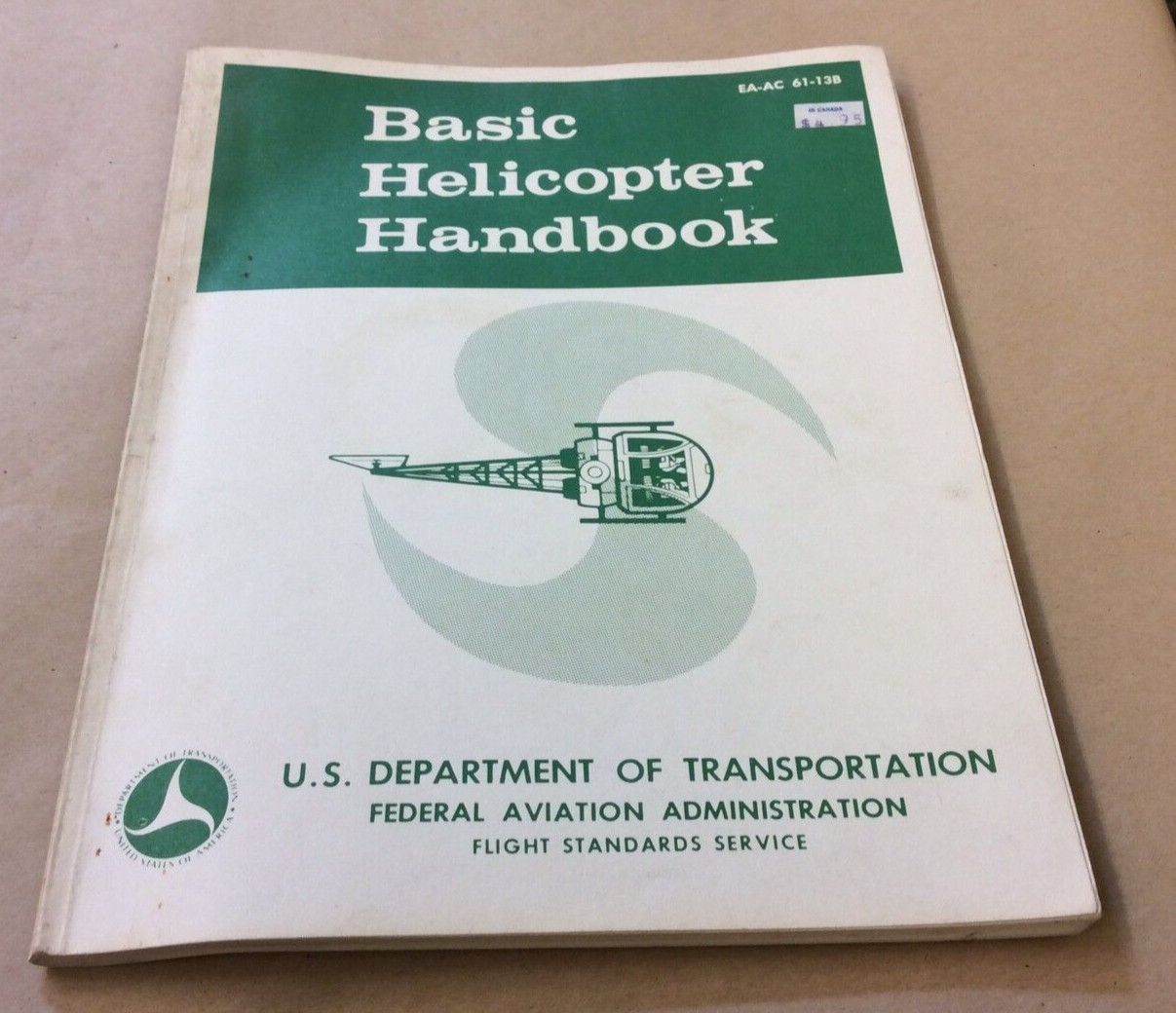 VINTAGE US DEPARTMENT OF TRANSPORTATION BASIC HELICOPTER HANDBOOK guide book