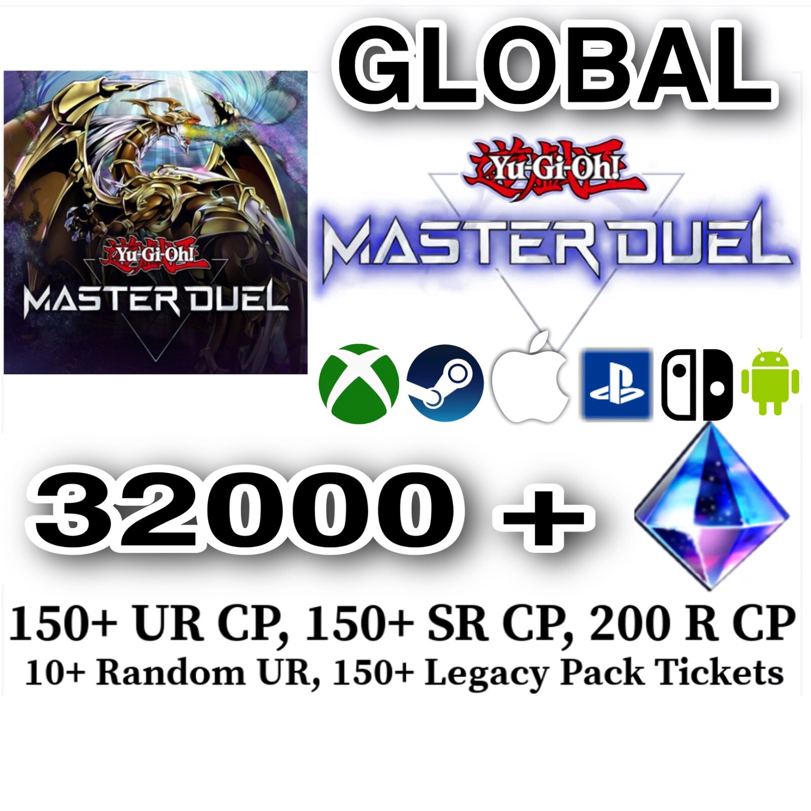 Yu Gi Oh Master Duel Global 32000k+ Gems 💎