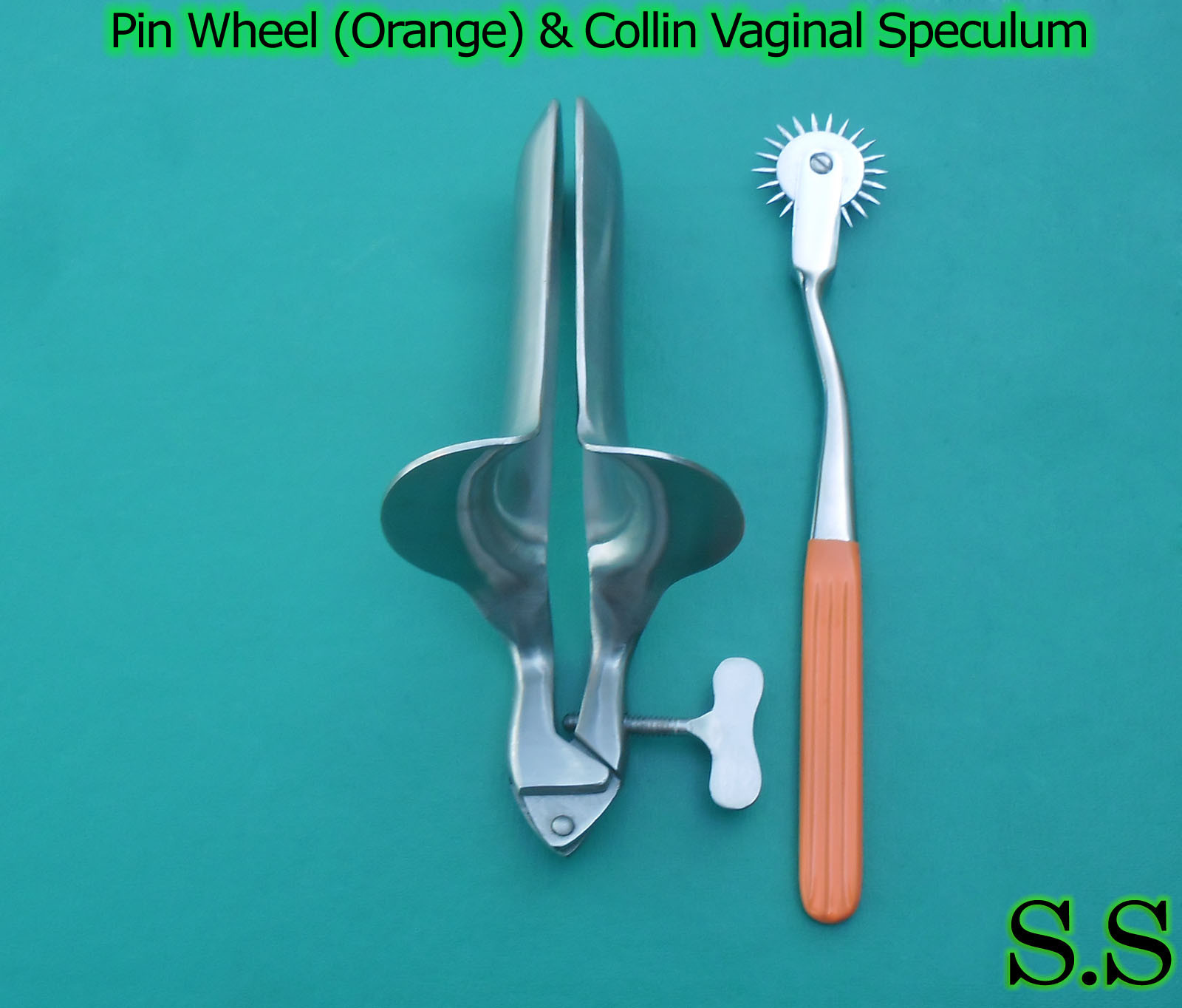 Wartenberg Pin Wheel (Orange) Color & Collin Vaginal Speculum Small