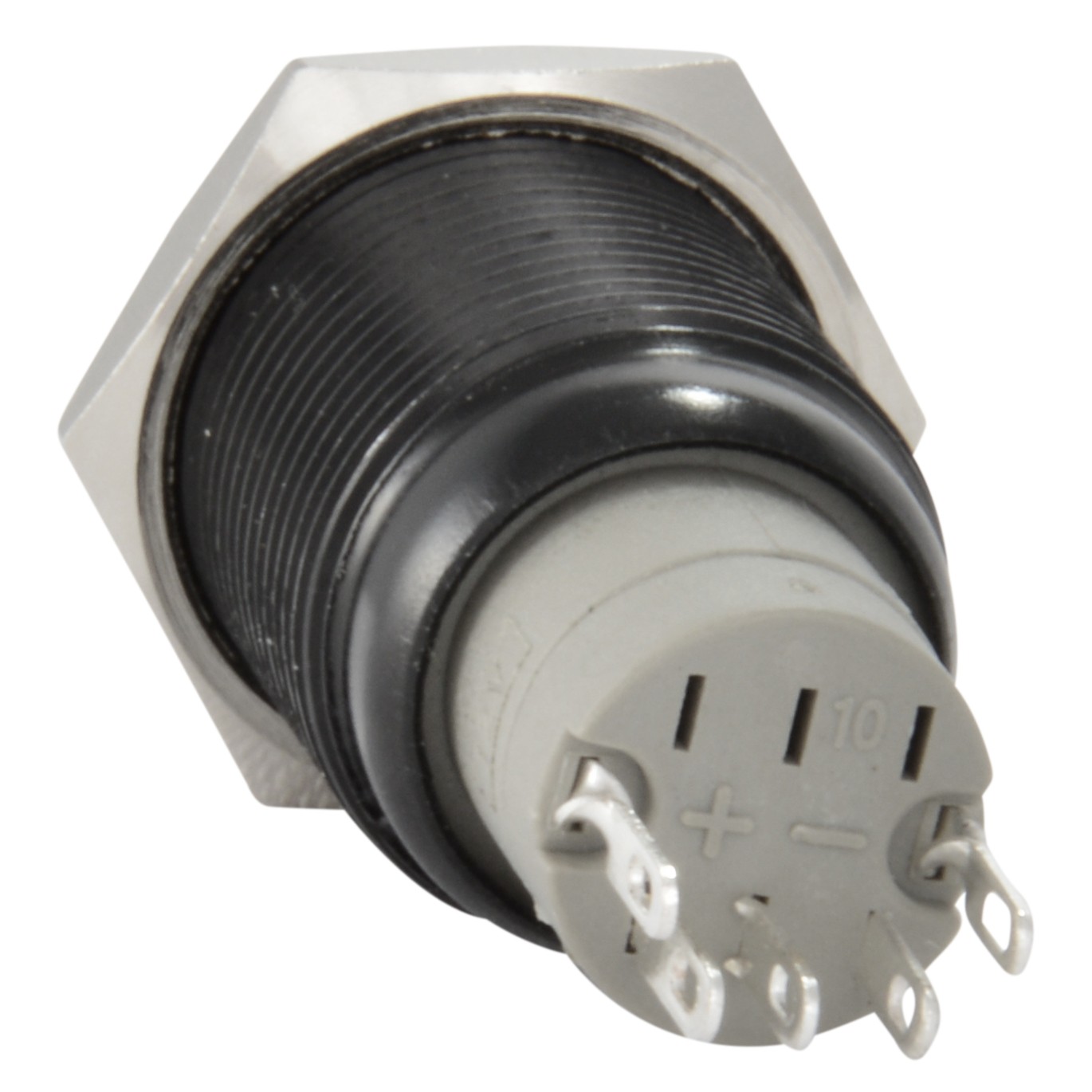 16mm 12V LED Momentary Push Button Black Metal Power Switch, Red