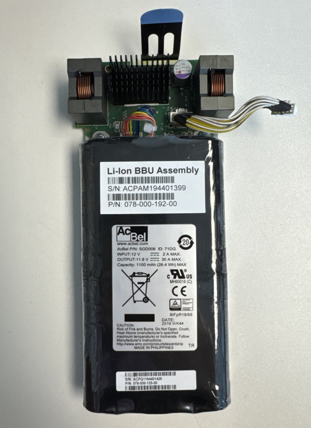 AcBel Li-Ion BBU Assembly 078-000-192-00 078-000-155-00 Battery Backup Unit
