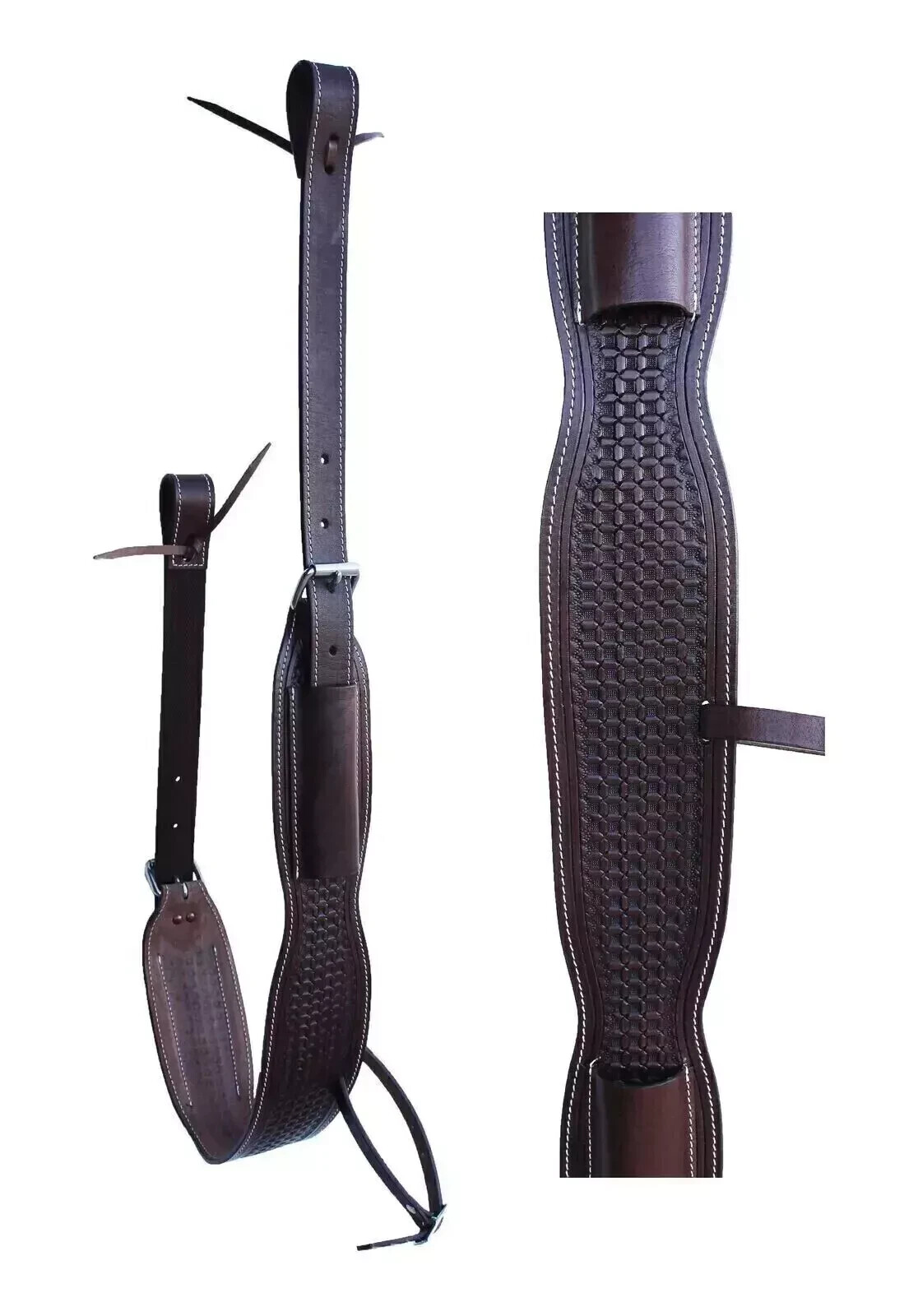 Dark Brown Horse Western Tooled Leather Rear Flank Saddle Cinch Girth .
