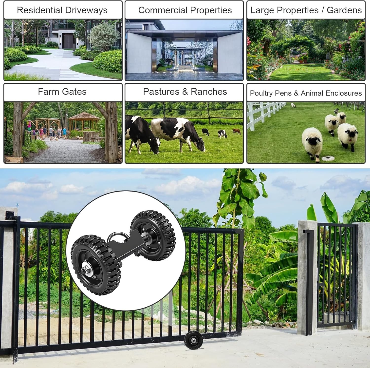 Wall Mounted Rolling Gate Hardware Kit for Chain Link Sliding Gate, Heavy Duty 6
