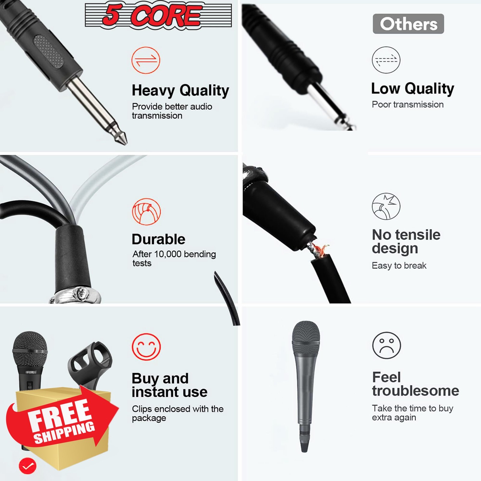 5 CORE Dynamic Vocal Mic Cardioid On/Off Switch XLR