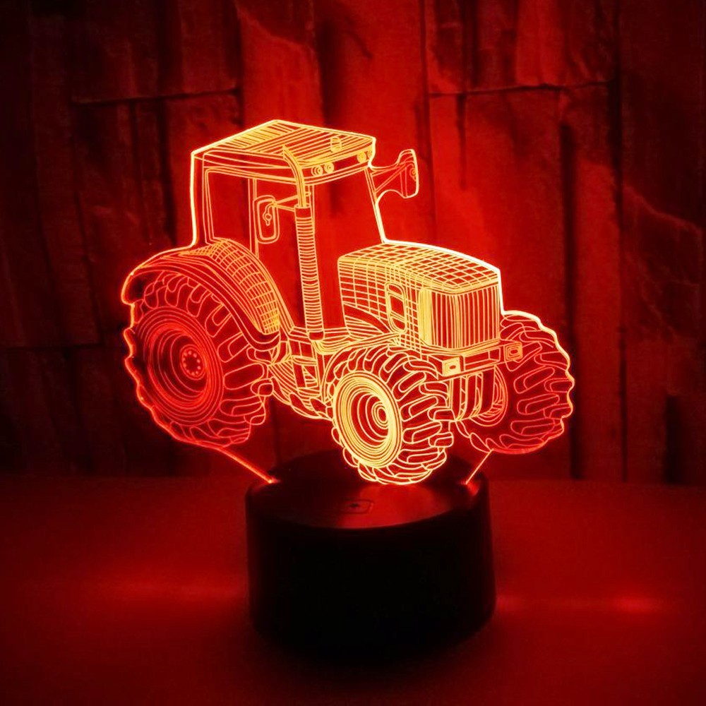 1Pc 7-Color Changing 3D LED Car Night Light W/ Remote Control For Home Decor-