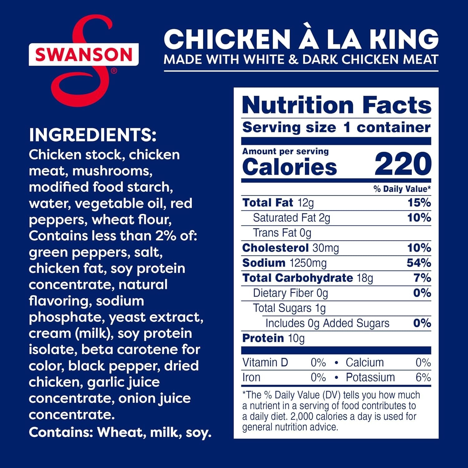 Swanson Canned Chicken a la King With White and Dark Chicken Meat, 10.5 OZ Can
