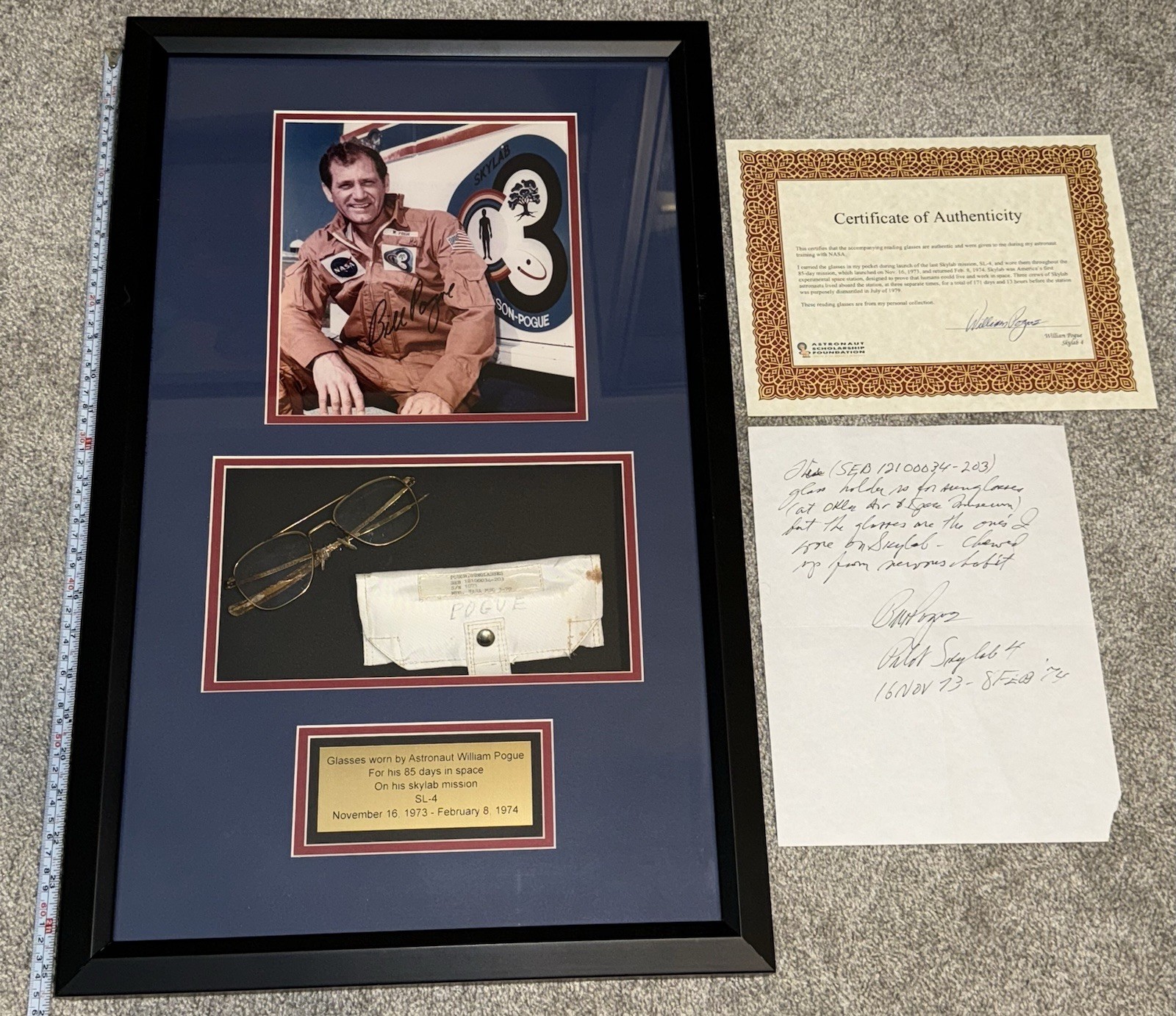 Bill Pogue flown & worn Skylab 4 glasses 34.5m miles in space - NASA astronaut