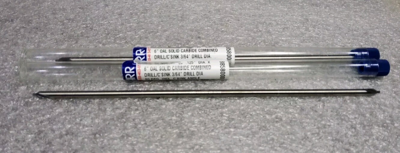 .125" DIA. X 6 OL X 3/64" DRILL DIA X 60° , CARBIDE COUNTERSINK, 2 Pcs