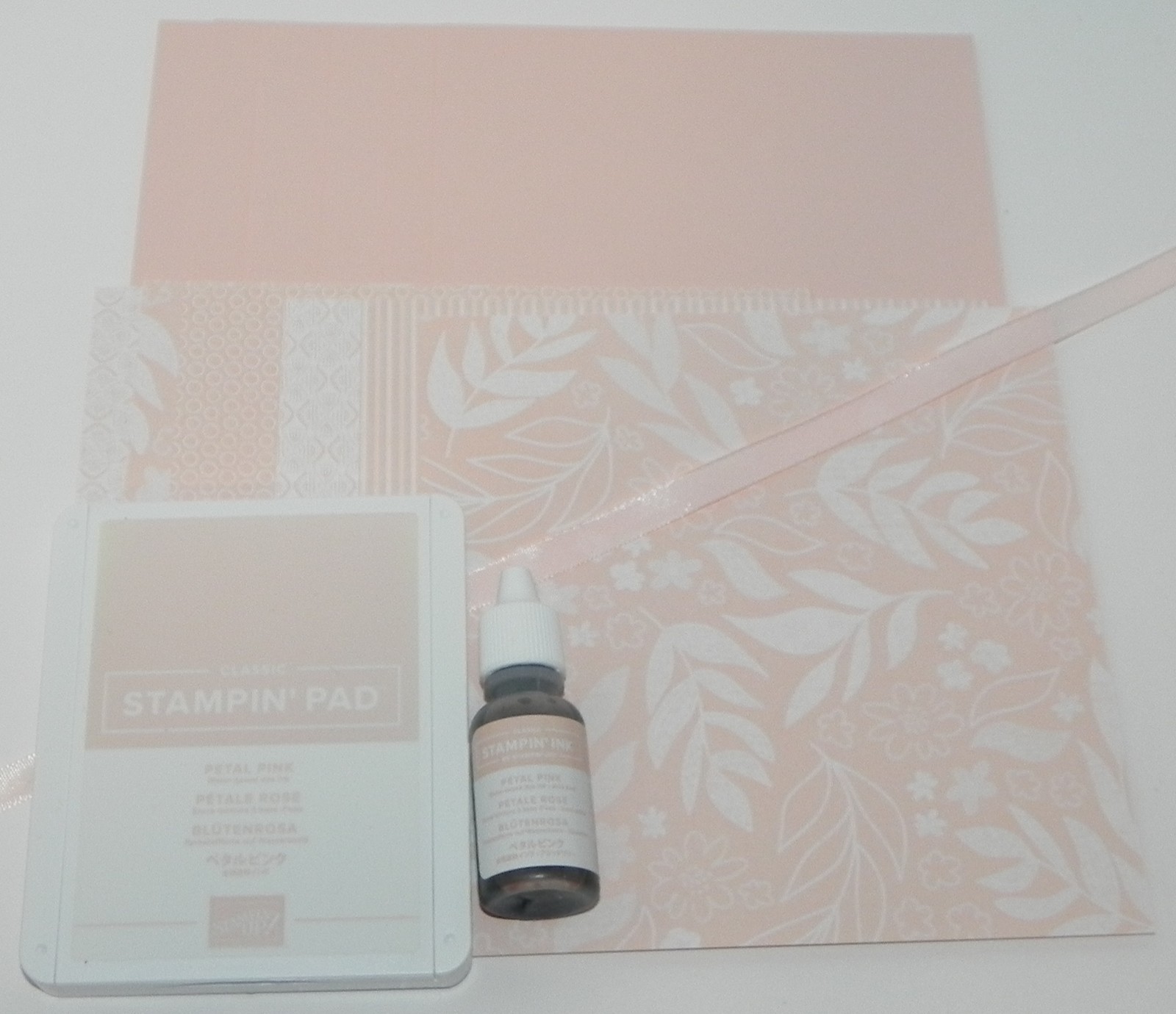 PETAL PINK INK PAD REFILL 6X6 DESIGNER PAPER A2 CARDSTOCK RIBBON STAMPIN UP
