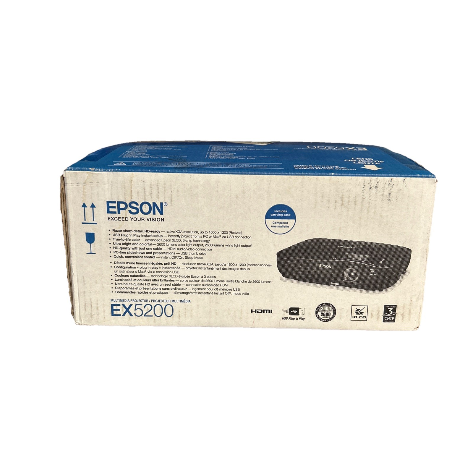 Epson EX5200 XGA LCD Projector - HDMI - 2600 ANSI Lumens
