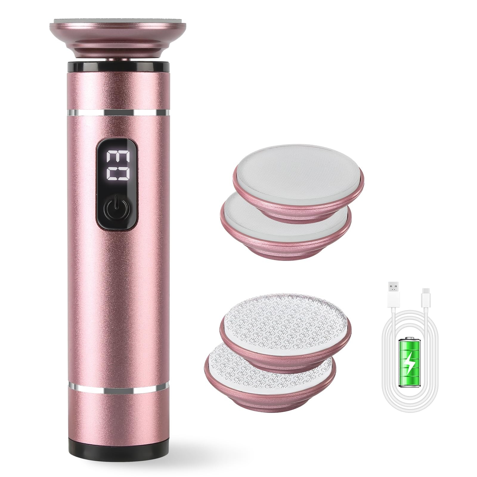 Electric Foot Callus Remover Cordless, 3 Adjustable 1 Count (Pack of 1), Pink